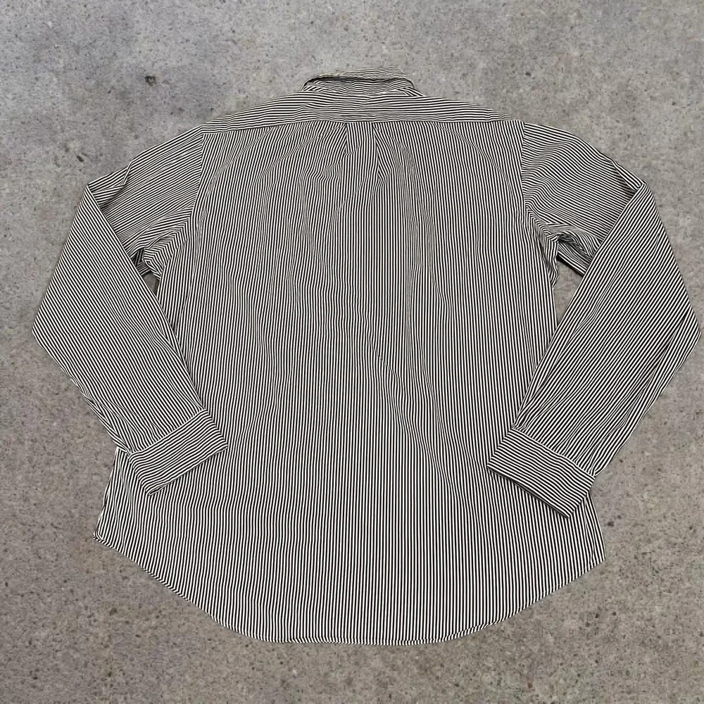 Vintage Polo Ralph Lauren Brown White Stripe Casual Dress Button Shirt Large